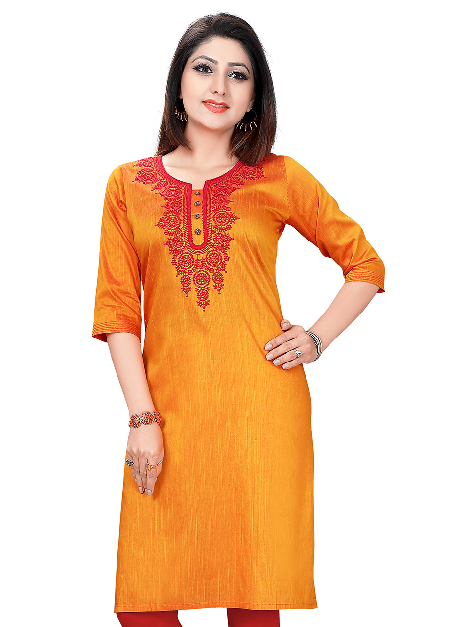 https://abhishti.in/Yellow Satin Embroided Kurti